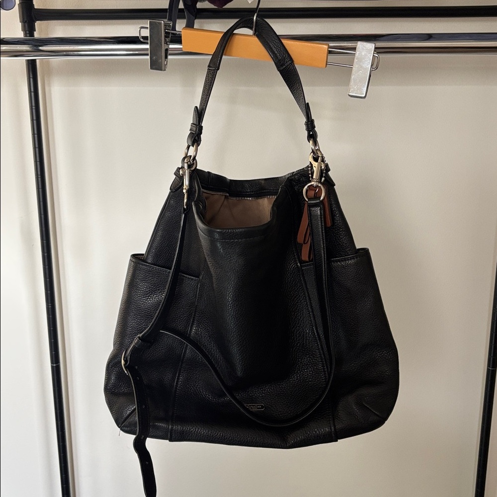 Coach Black Pebbled Leather Shoulder Bag